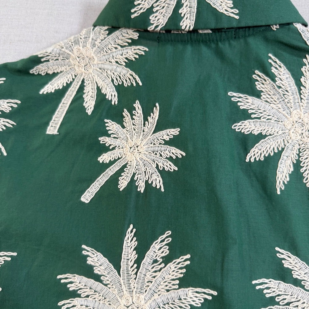WAIMARI Tayrona Palm Tree Embroidered Cotton Lace Jacket Green Small Resort Chic - Picture 7 of 13